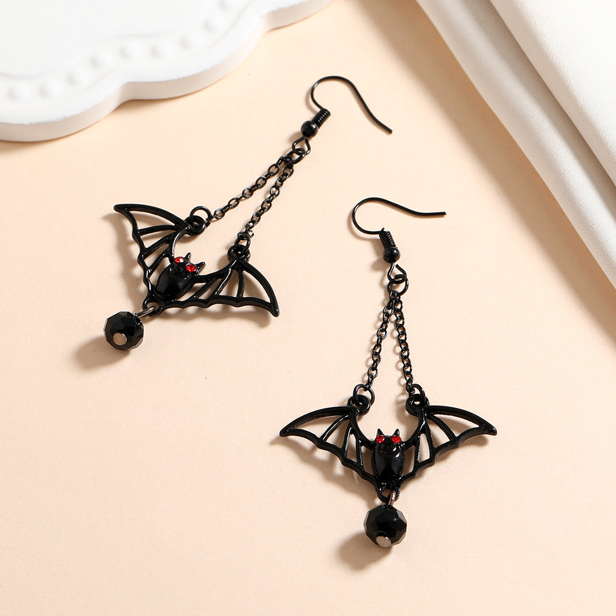 Wholesale Gothic Black Bat Alloy Earrings