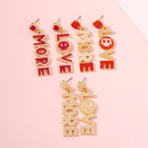 O1CN0190SyZ21gFnvfdR0vA__2213748334113-0-cib Wholesale Valentine's Day LOVE Rice Bead Earrings