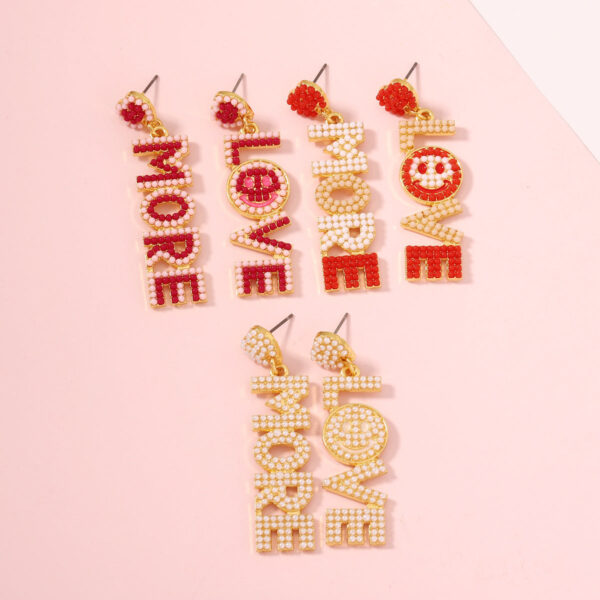 Wholesale Valentine's Day LOVE Rice Bead Earrings