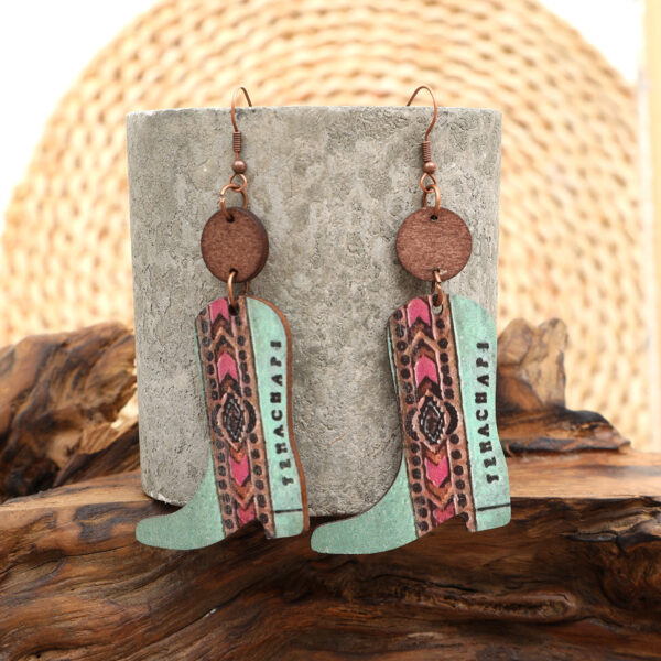Wholesale of Western Style Plants, Flowers, Retro Ethnic Style Long Boots, Wooden Earrings