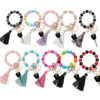 Wholesale Colorful Silicone Bead Tassel Beaded Wrist Keychain