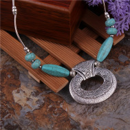 Oval hollow-turquoise necklace