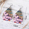 Wholesale Valentine's Day Love Leopard Heart Water Drop Pendant PU Double-sided Valentine's Day Earrings