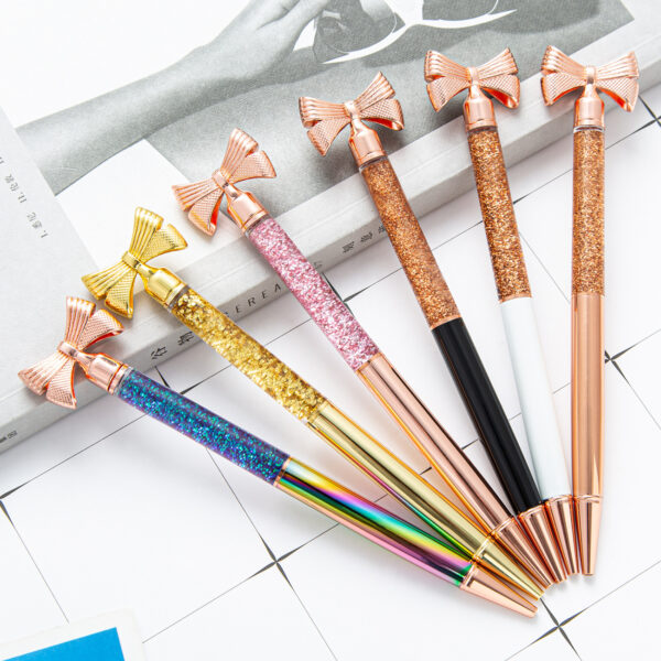 O1CN0197m2CR1mwICUOJ6pf_1133525018-0-cib Wholesale Metal Gold Powder Into The Oil Bow Ballpoint Pen