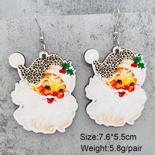 Wholesale Santa Claus Bells Red Car Water Drop Wooden Earrings