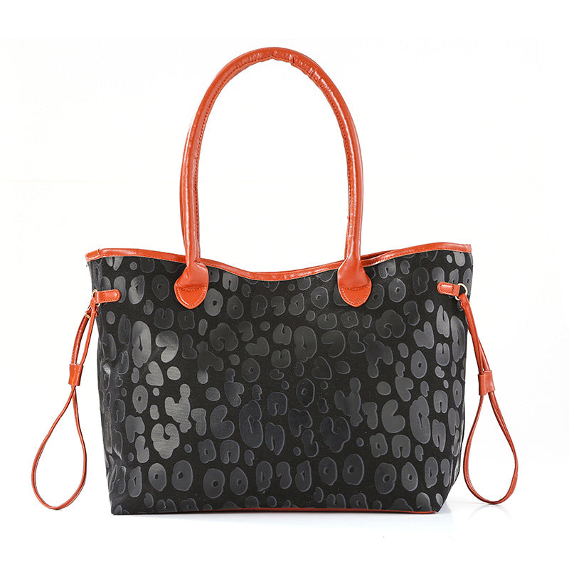 Wholesale PU Leopard Handle Shoulder Strap Lage Bag