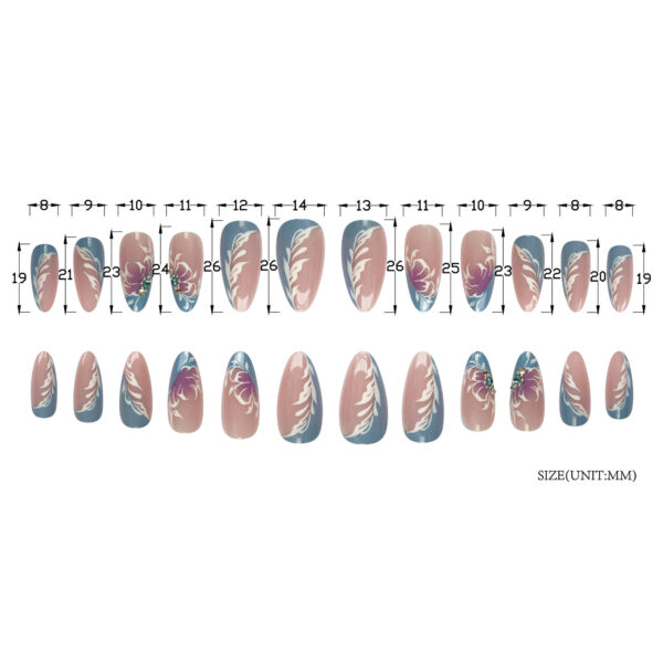 Wholesale Crape Myrtle Catkins Lake Blue French Bevel Nail Stickers