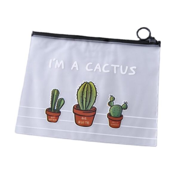Wholesale Plastic Cartoon Cactus Zipper Document Bag