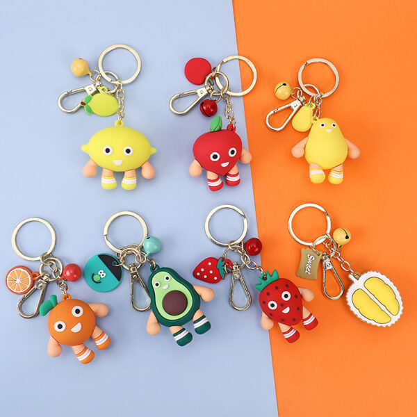 Wholesale PVC Avocado Orange Lemon Keychain