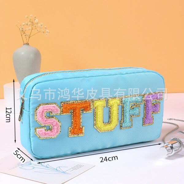 Wholesale Waterproof Embroidered Letters Nylon Cosmetic Bag