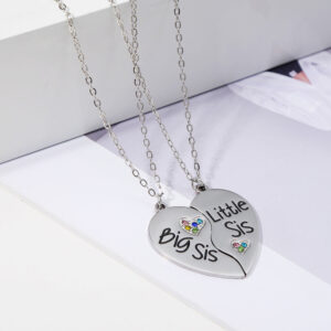 Wholesale Stainless Steel Lettering Heart Necklaces 2-Pack