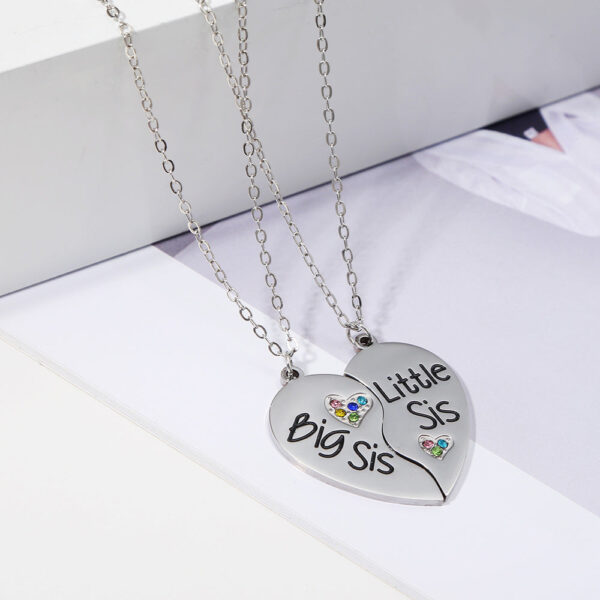 Wholesale Stainless Steel Lettering Heart Necklaces 2-Pack
