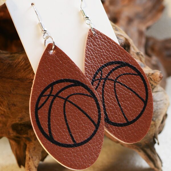 Wholesale Sports Football Basketball Golf Ball Leather Earrings