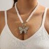 O1CN019IPM821VD5jTHLT3g_2466522618-0-cib Wholesale Exaggerated Butterfly Double Pearl Alloy Necklace