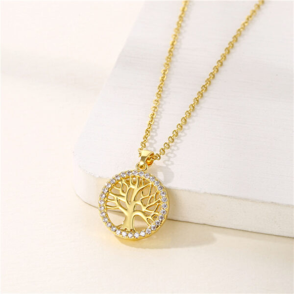 Wholesale Stainless Steel Round Hollow Tree of Life Pendant Necklace