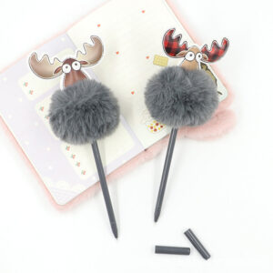 O1CN019Mytbg1r8tfiA9bBp__2215876325587-0-cib Wholesale Christmas Cartoon Shape Elk Hair Ball Pen
