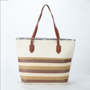 D type extra large striped model-coffee color