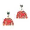 Wholesale Christmas Clothing Design with Oil Dripping Alloy Diamond Earrings