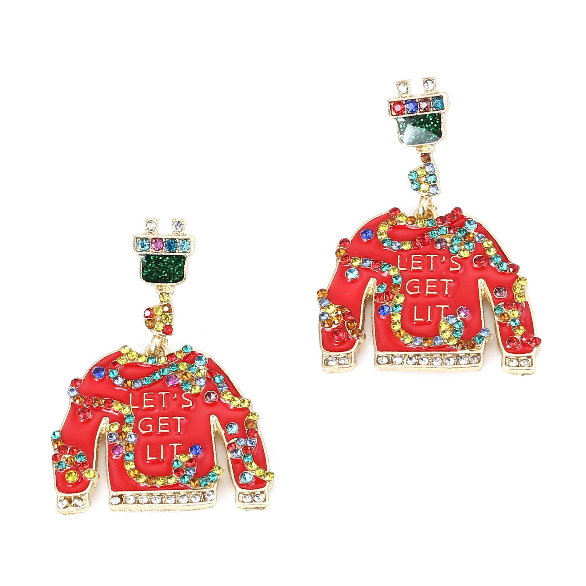 Wholesale Christmas Clothing Design with Oil ipping Alloy Diamond Earrings