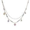 Wholesale Double Layer Pearl Heart Color Crystal Necklaces