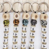 Wholesale MAMA Mother's Day Leopard Wood Bead Keychain