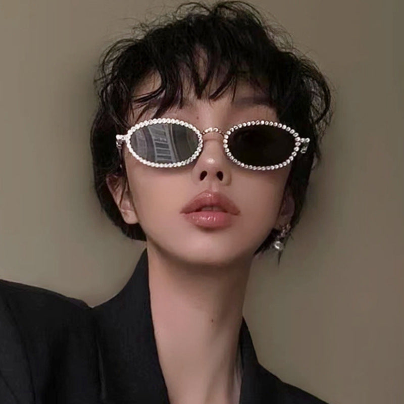 Wholesale Full Diamond Oval Frame PC Sunglasses