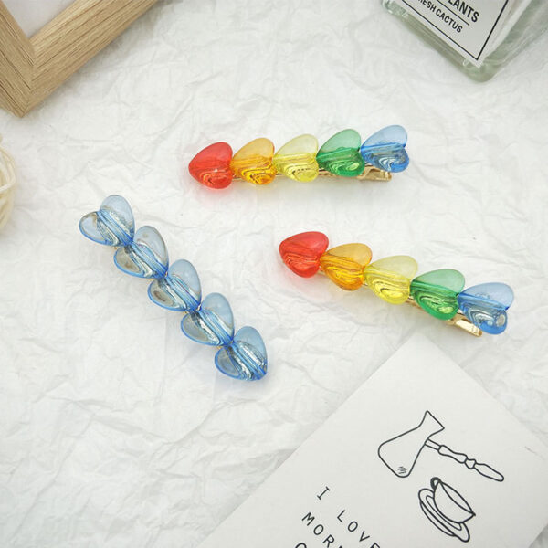 Wholesale Rainbow Hearts Acrylic Hair Clips Set