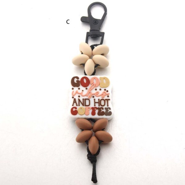 Wholesale Floral Alphabet Cartoon Silicone Beads Keychain