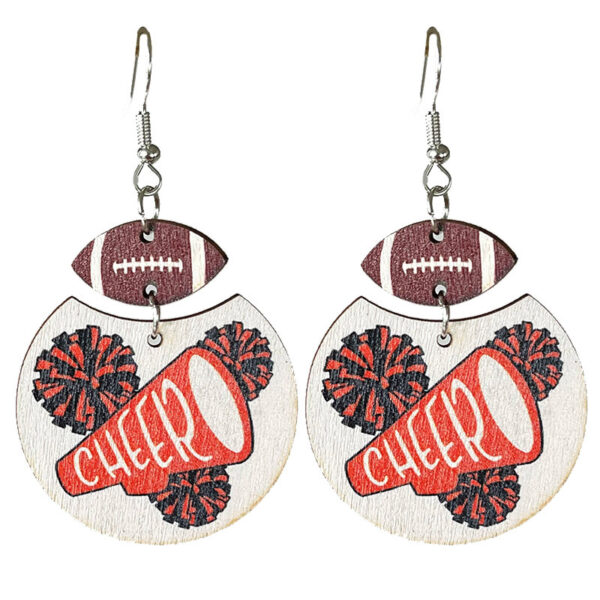 Wholesale 2pairs/pack Football Cheerleading Multicolor Baseball Earrings