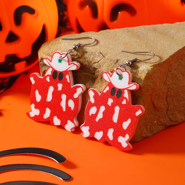 Wholesale Western Cowboy Ghost Halloween Retro Acrylic Earrings OLY-ES-KaiQing003