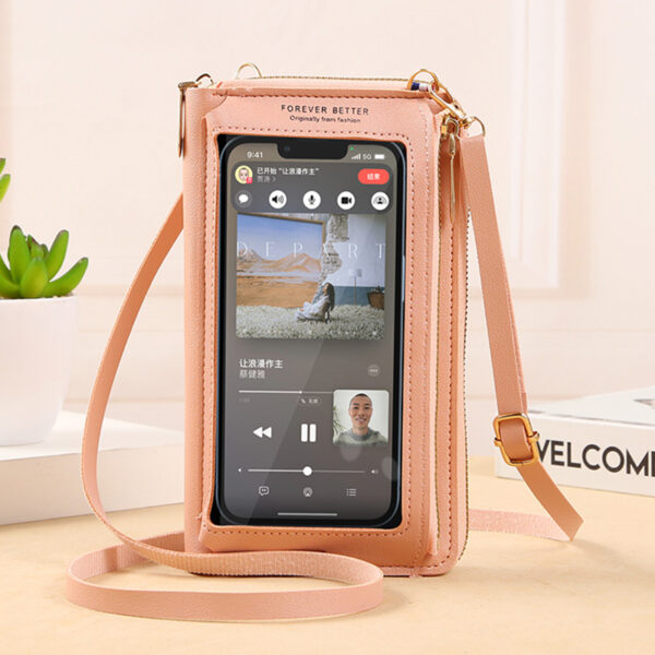 Wholesale Touch Screen Mobile Phone Bag Multifunctional Transparent Mini PU Leather Bag