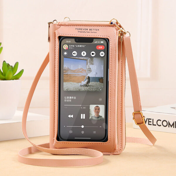 Wholesale Touch Screen Mobile Phone Bag Multifunctional Transparent Mini PU Leather Bag