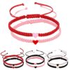 Wholesale Valentine's Day Adjustable Heart Braided Color Rope Bracelet