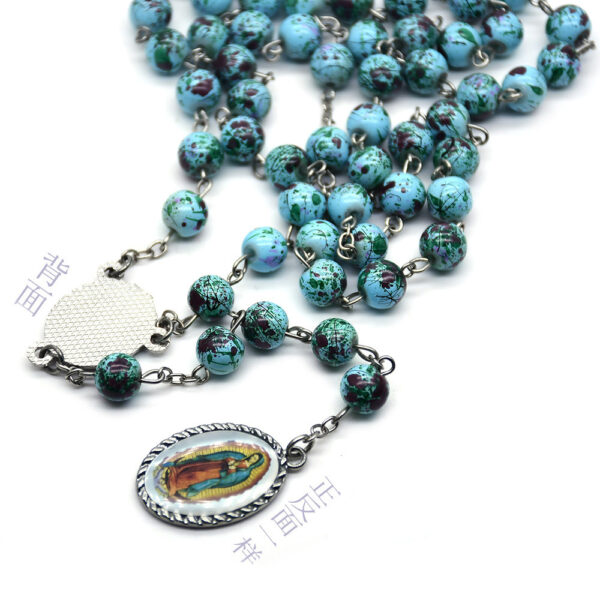 Wholesale Crucifix our lady of Guadalupe Rosary Beads Glass Necklaces