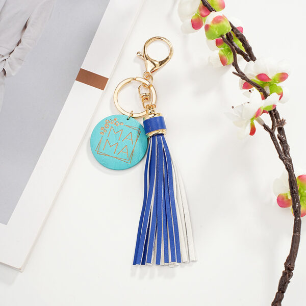 Wholesale Mother's Day Tassel Leather Keyrings