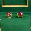 Wholesale Seven Colored Square Diamond Alloy Earrings Jewelry Set