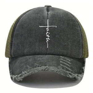 printed faith hole baseball cap-army green / Free size