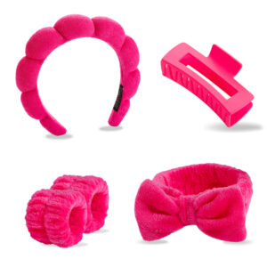 Rose red hairband, hairpin, hair tie, wrist 5-piece set (seam interface)