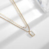 Wholesale Fashion Double Layered Rectangular White Shell Titanium Steel Necklace
