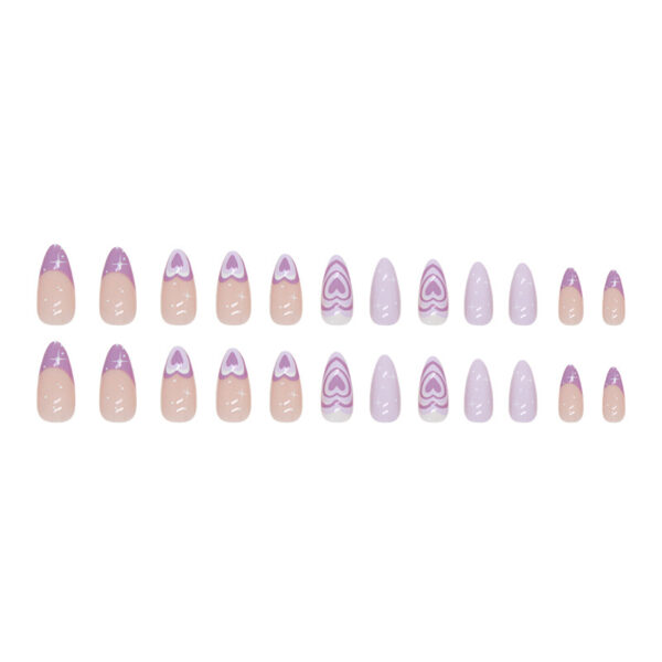 Wholesale Almond Nail Purple Love Heart Stunning Dotted Star Nail Stickers