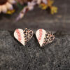 Wholesale Valentine's Day Wooden Heart Shape Leopard Print Stud Earrings