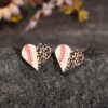 Wholesale Valentine's Day Wooden Heart Shape Leopard Print Stud Earrings