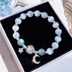 Cat's Eye Lime Moonlight Star Moon Bracelet