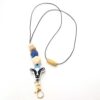 Wholesale Bohemian Style Beaded Silicone Wooden Beads Lanyard Bull Head Keychain