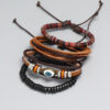 Wholesale Leather Braided Eyes Boho Bracelet