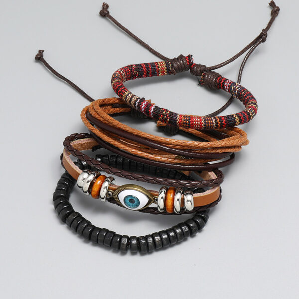 Wholesale Leather Braided Eyes Boho Bracelet