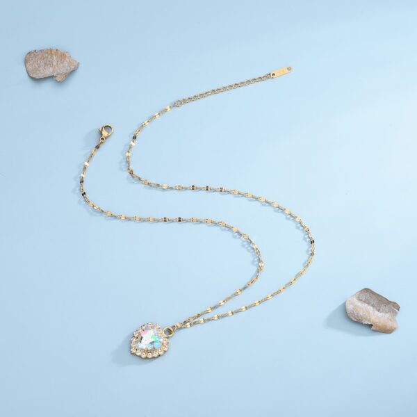 Wholesale Colorful Crystal Love Diamond Titanium Steel Necklace Clavicle Chain