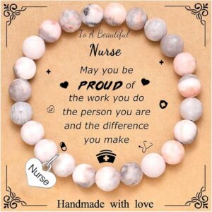 Nurse card + pink zebra love bracelet