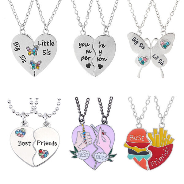 O1CN019i4UI923pHdu14ioJ__3260737304-0-cib Wholesale Good Friends Two People Splicing Hamburger Love Alloy Necklace