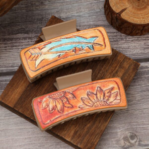 O1CN019ioV4X1ftMVucymfu__3172764064-0-cib Wholesale Western Style Sunflower Feather Leather Hairpin Shark Clip